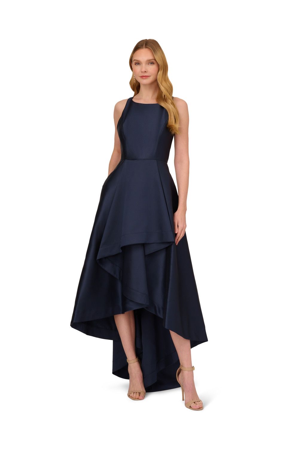 Adrianna Papell Mikado High Low Gown
