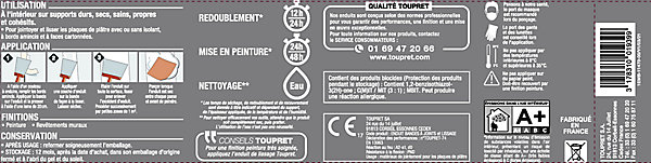 Enduit de lissage pour bande à joint 2 en 1 en pâte Toupret 4kg