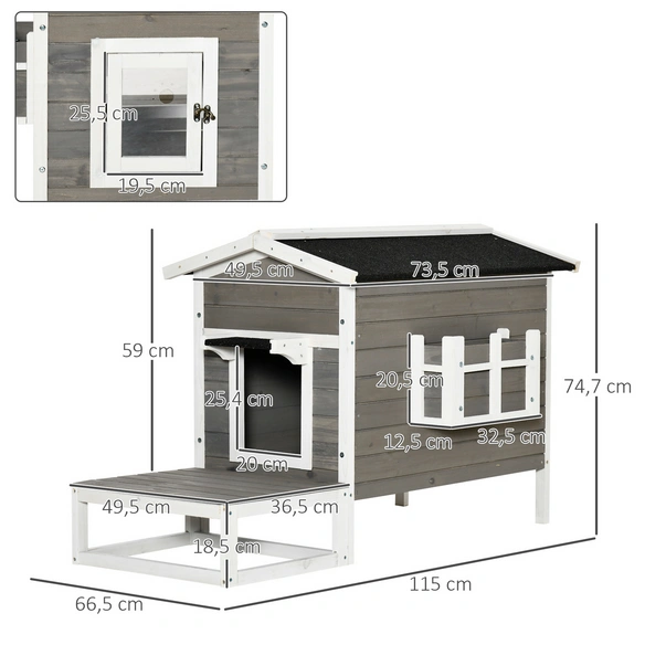 Katzenhaus, Holz, Länge: 115 cm