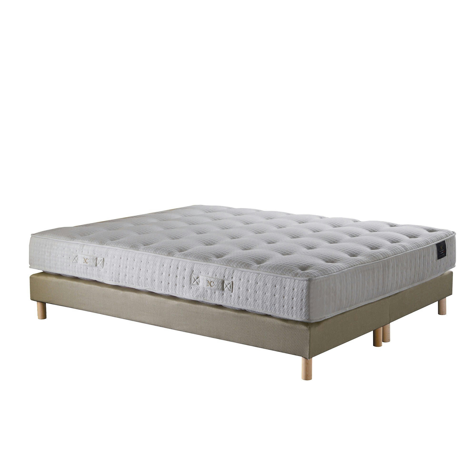 COMETE - Ensemble Matelas ressorts ensachés + sommier Jaune 140x190