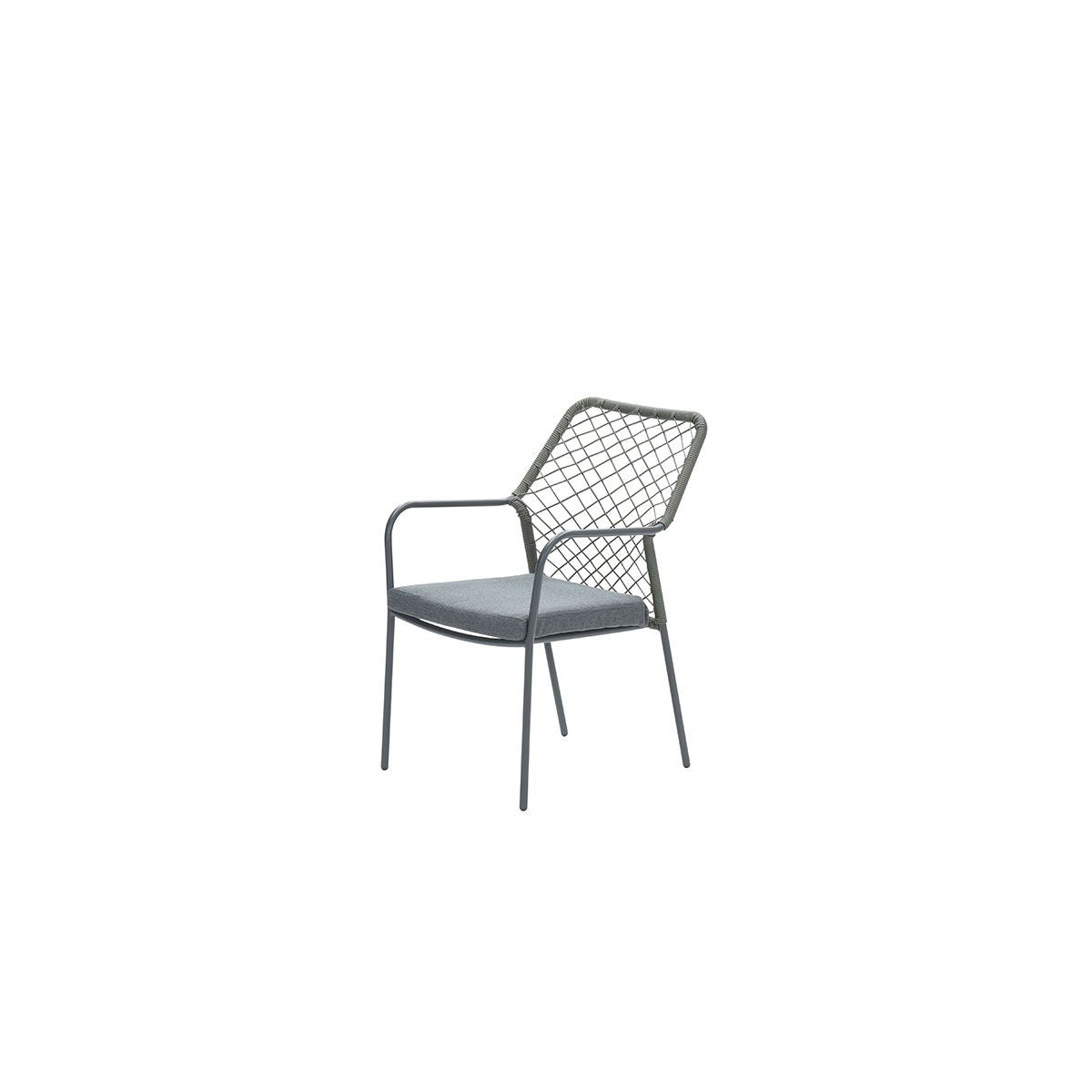Dido dining fauteuil - carbon black - rope mosgroen - mystic grey