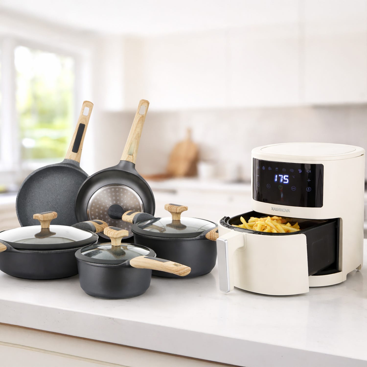 Set Batteria 11 pezzi Evolution e Friggitrice ad aria digitale 3,5 L