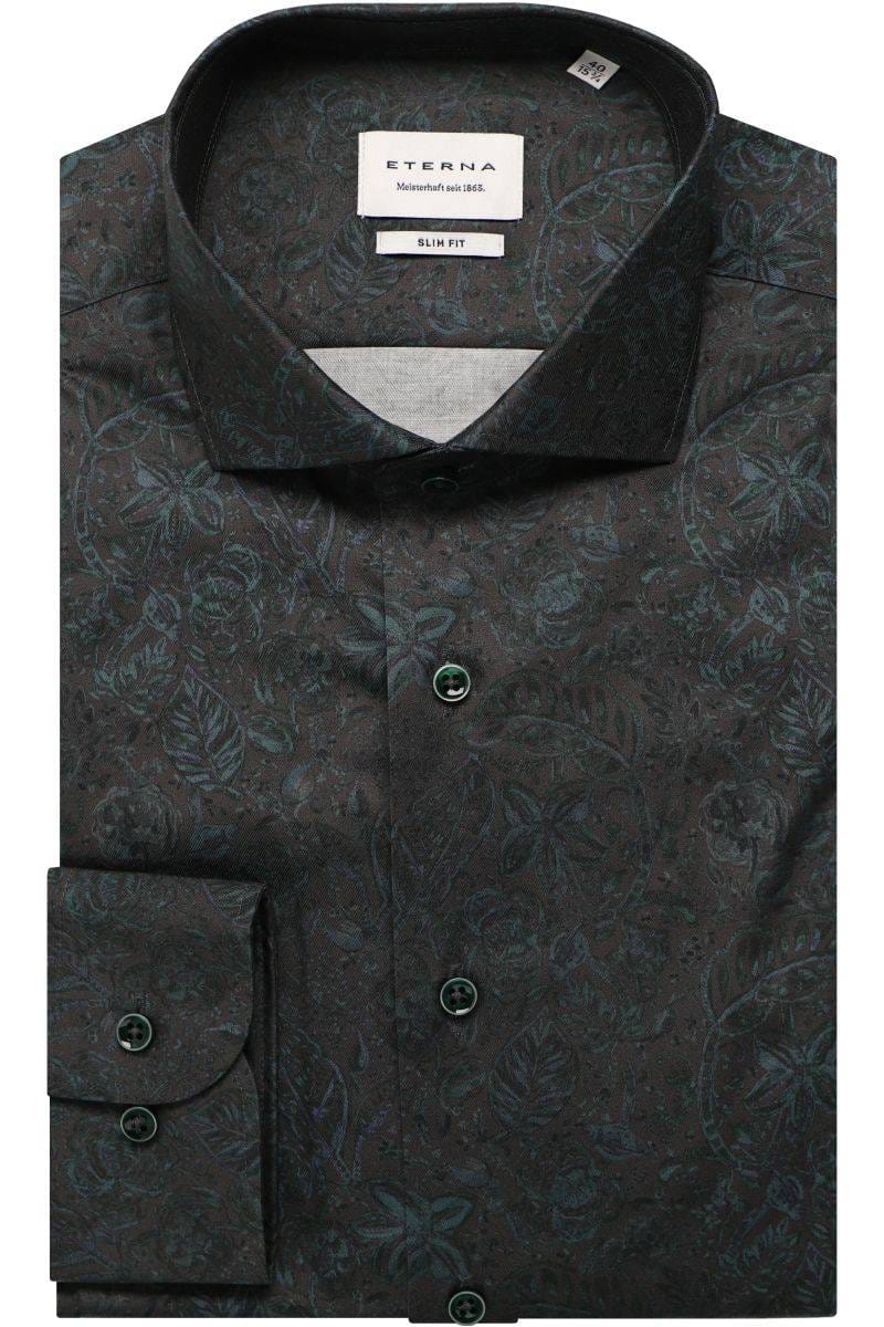 ETERNA Slim Fit Hemd grün, Bedruckt