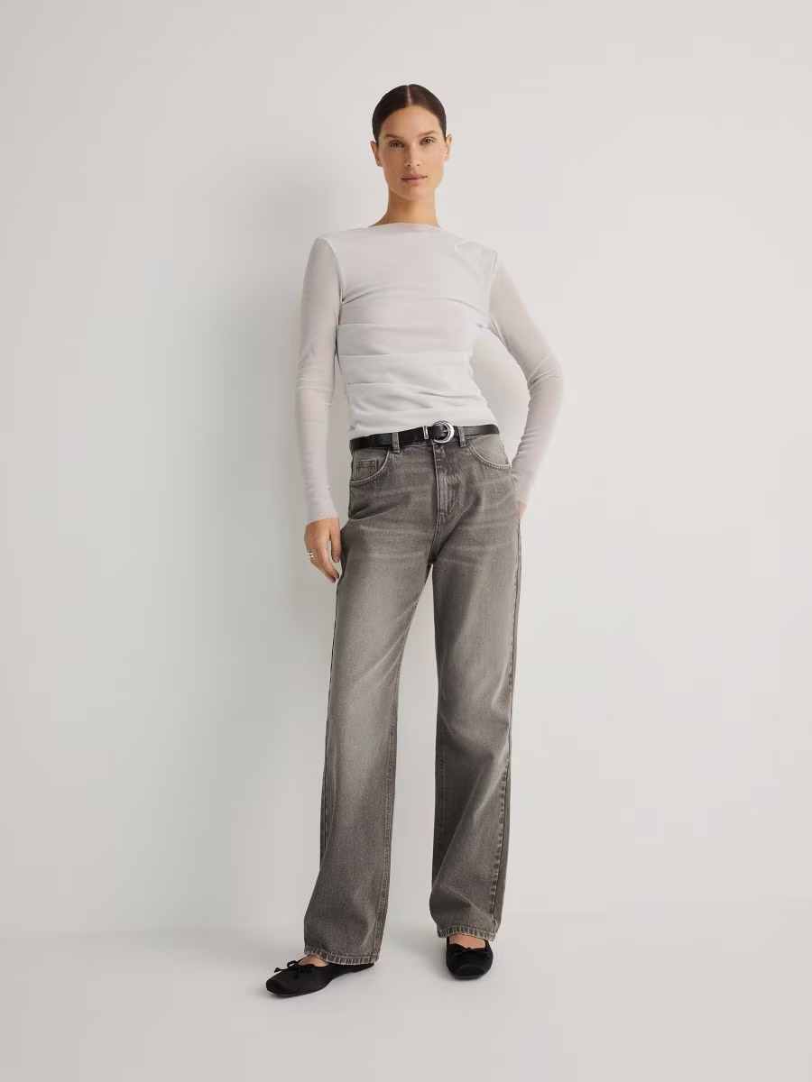 Long Sleeve Top With Metallised Yarn Blend