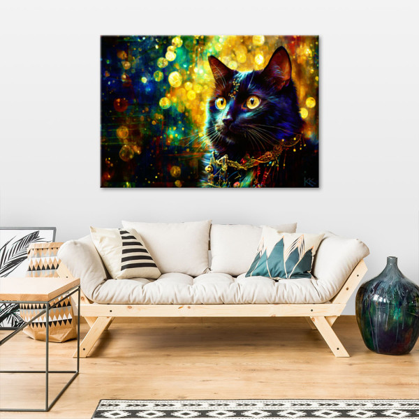Feeby Obraz, Czarny Kot Abstrakcja 60x40