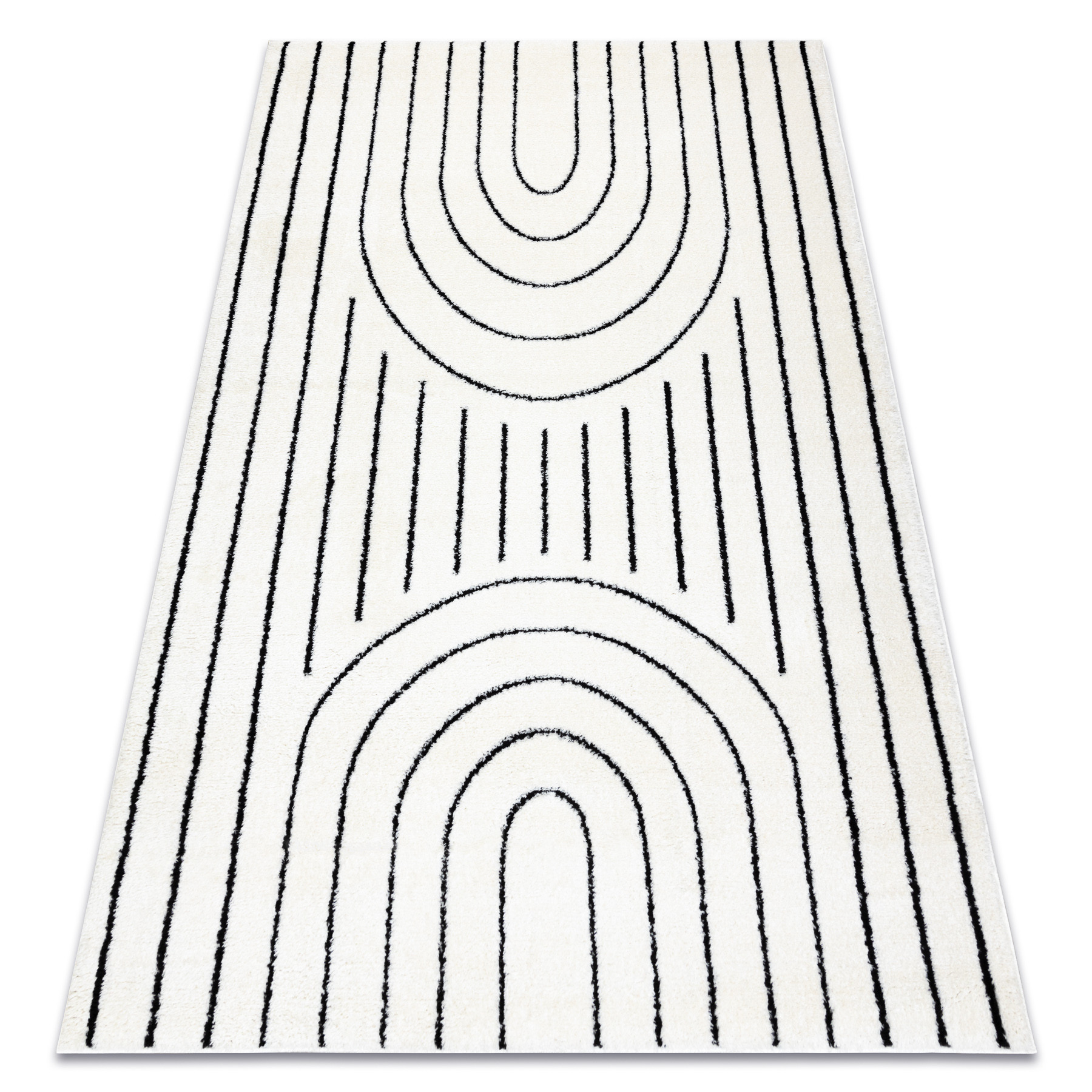 Dywan MODE 8494 geometryczny krem / czarny 80x150 cm