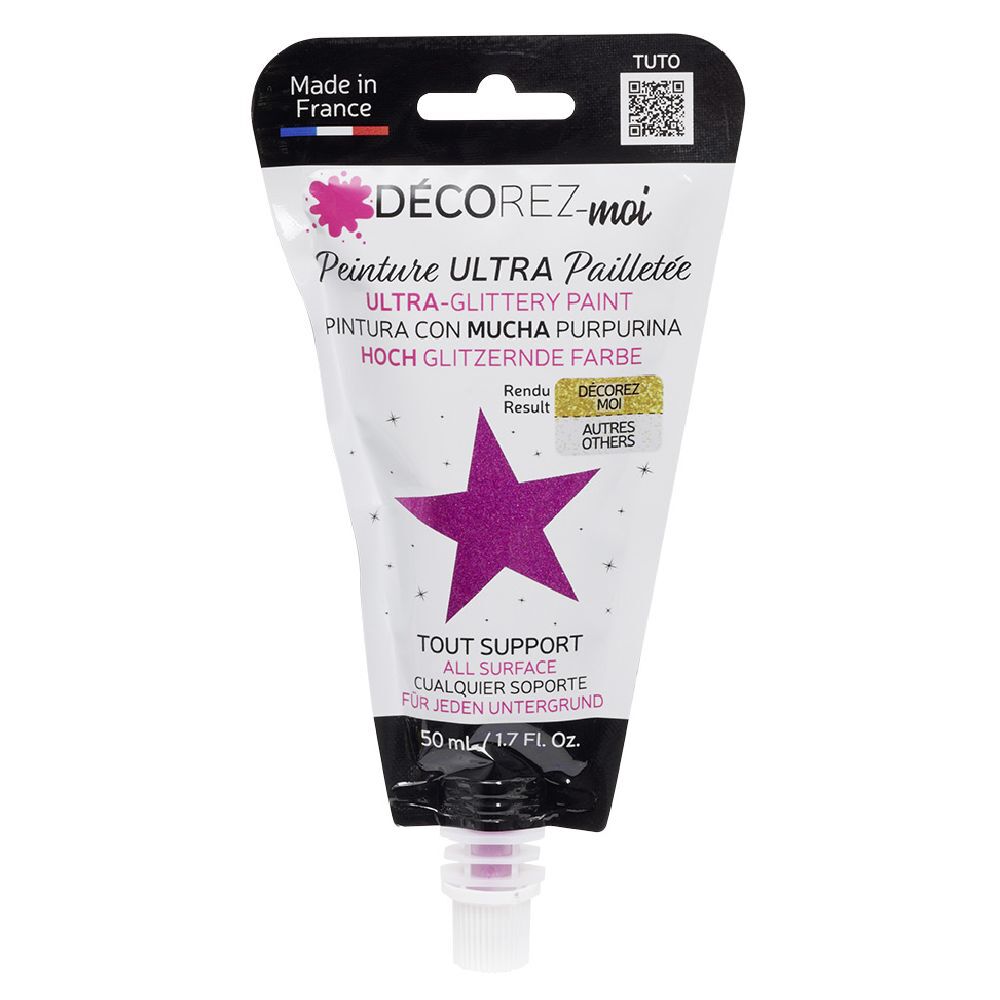 Peinture paillette rose vif 80ml