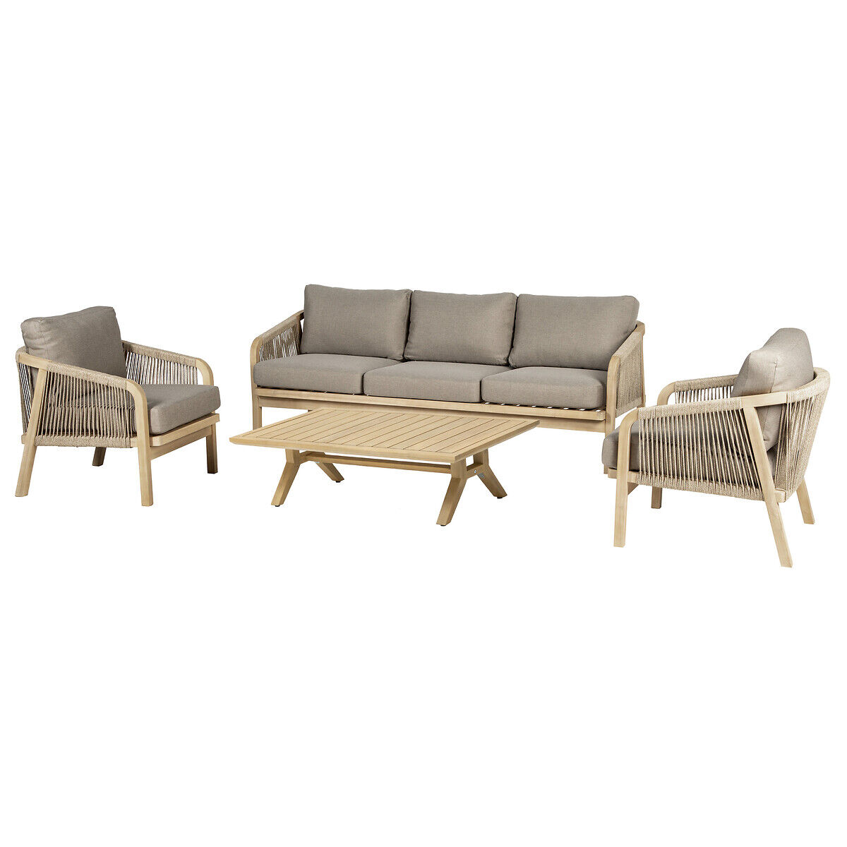 Conjunto de jardim PAPOUASIE taupe em madeira acácia