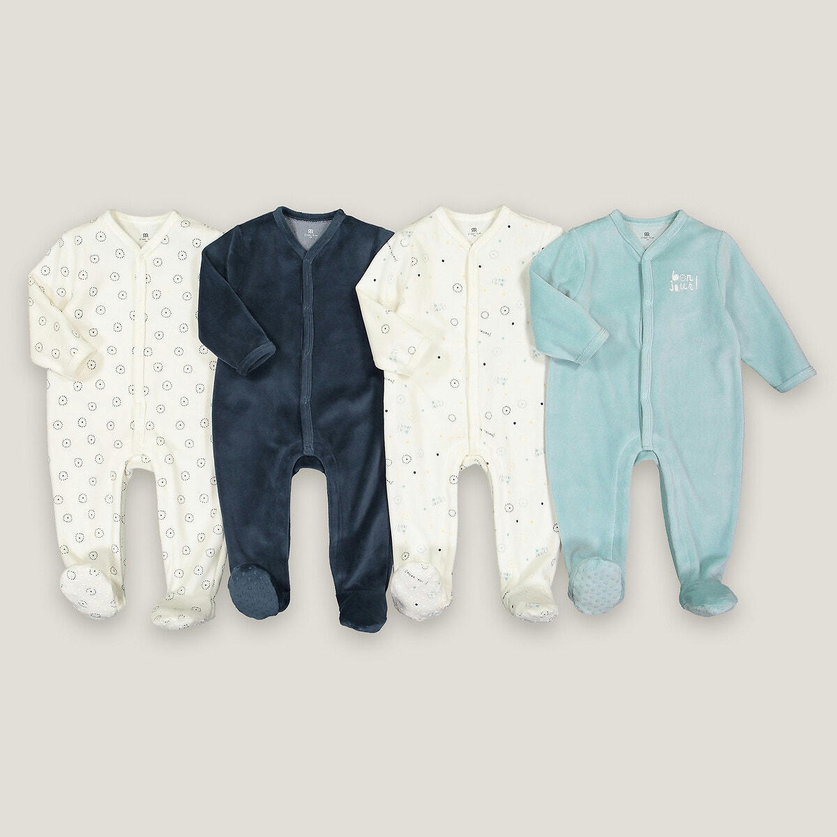 Lot de 4 pyjamas 1 pièce en velours