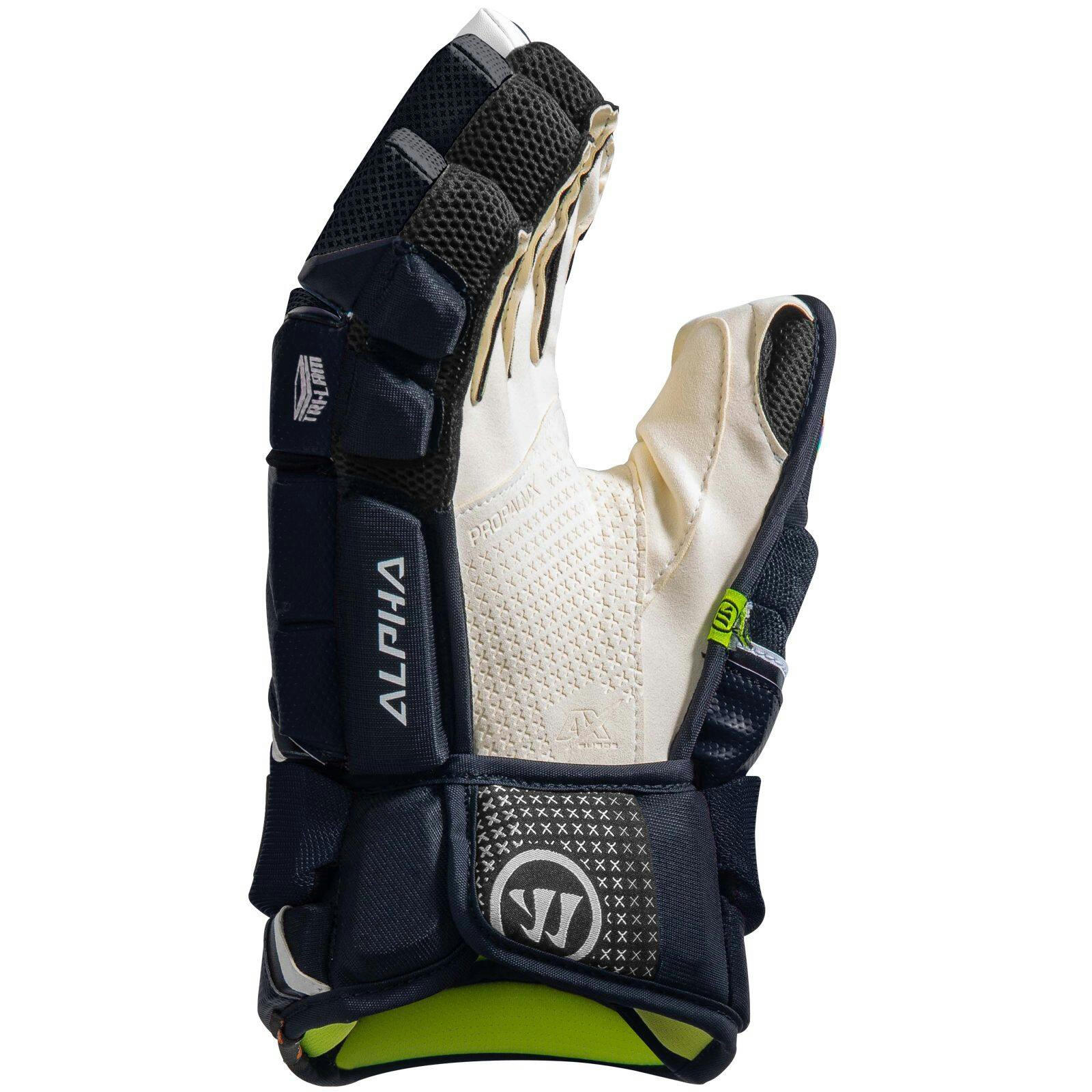 Warrior Alpha LX2 Pro Hockey Gloves, Youth, Navy/White, Assorted Sizes
