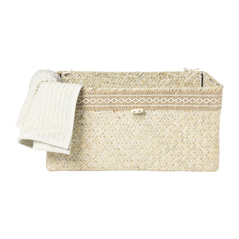 Mand met deksel Stijn - 17.5x35x25 cm - wit