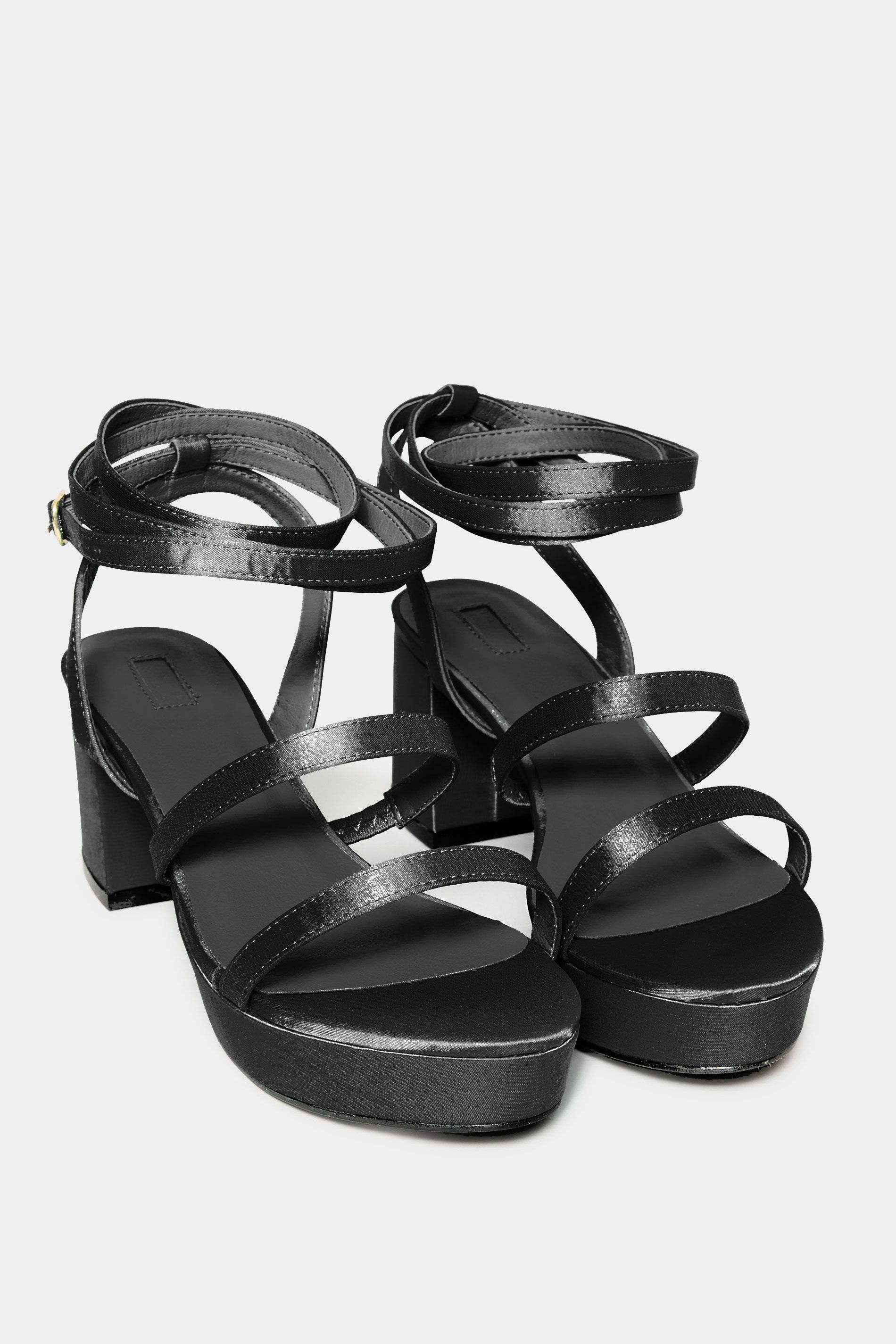 Yours Wide Fit and Extra Wide Fit Satin Strappy Platform Heels