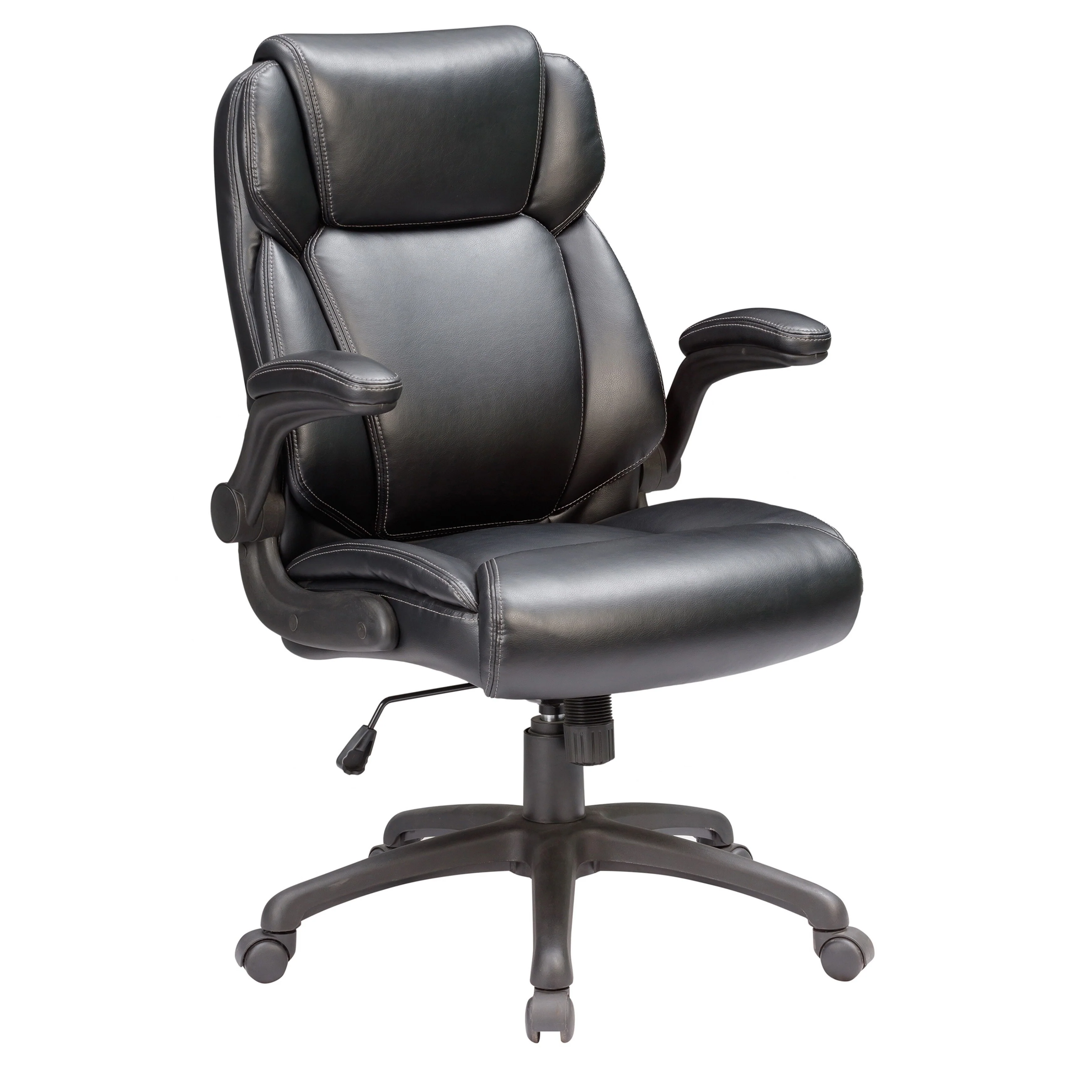 High Back Executive Office Chair, Ergonomic Home Computer Desk Leather Chair, Upholstered Swivel Chair with Wheels and Armrest