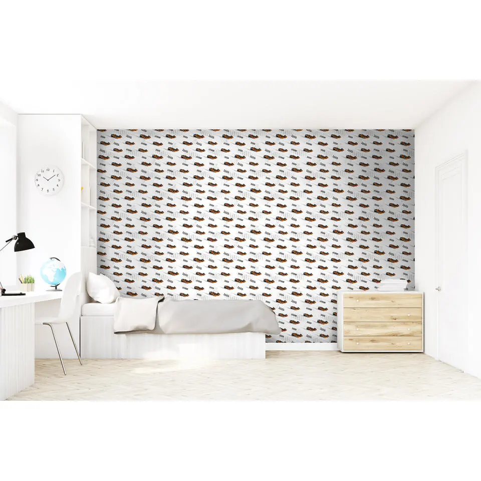 Sanders & Sanders behang race auto's oranje - 50 x 900 cm