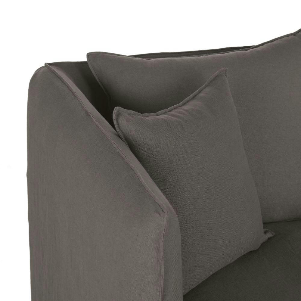 Louvain - Housse de canapé d'angle gauche en lin froissé gris