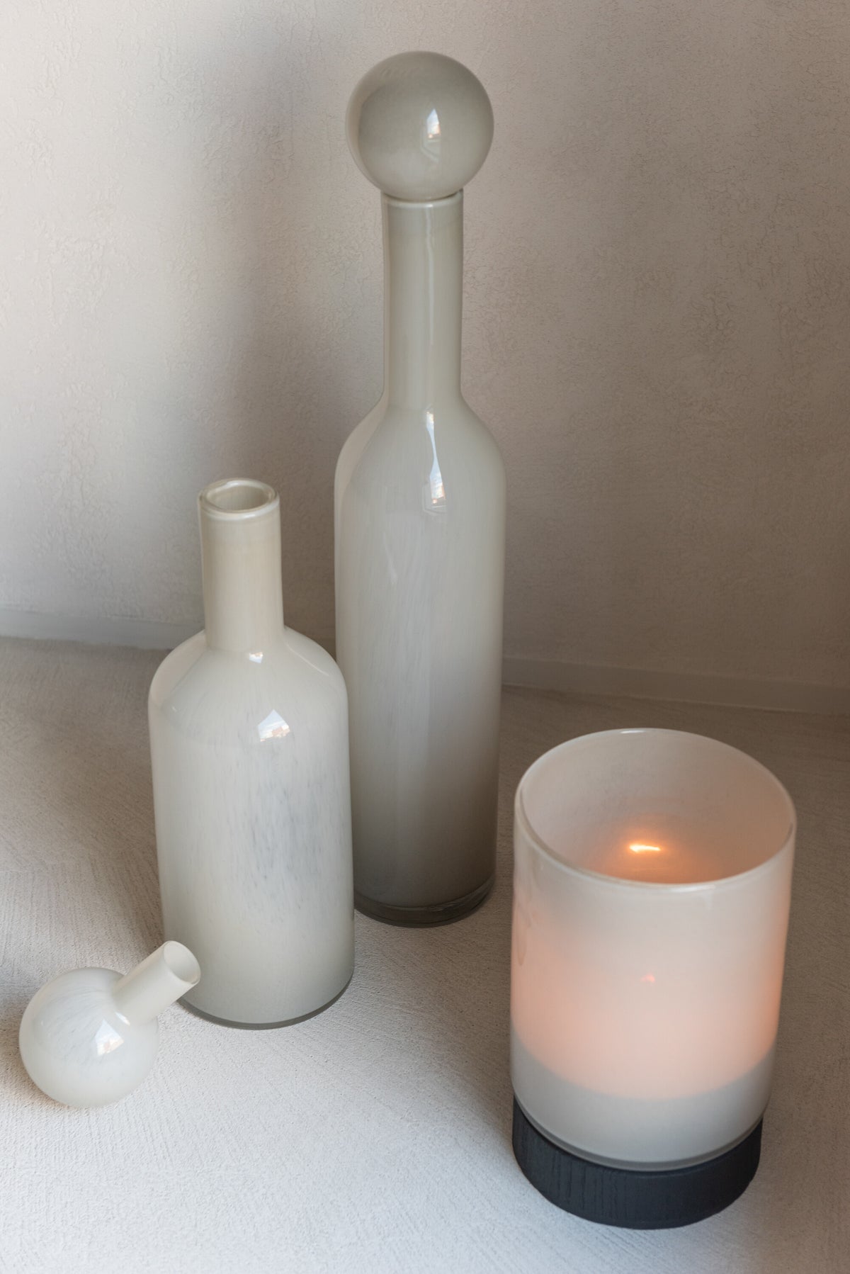 J-Line vaas fles   stop Effen - glas - wit - small