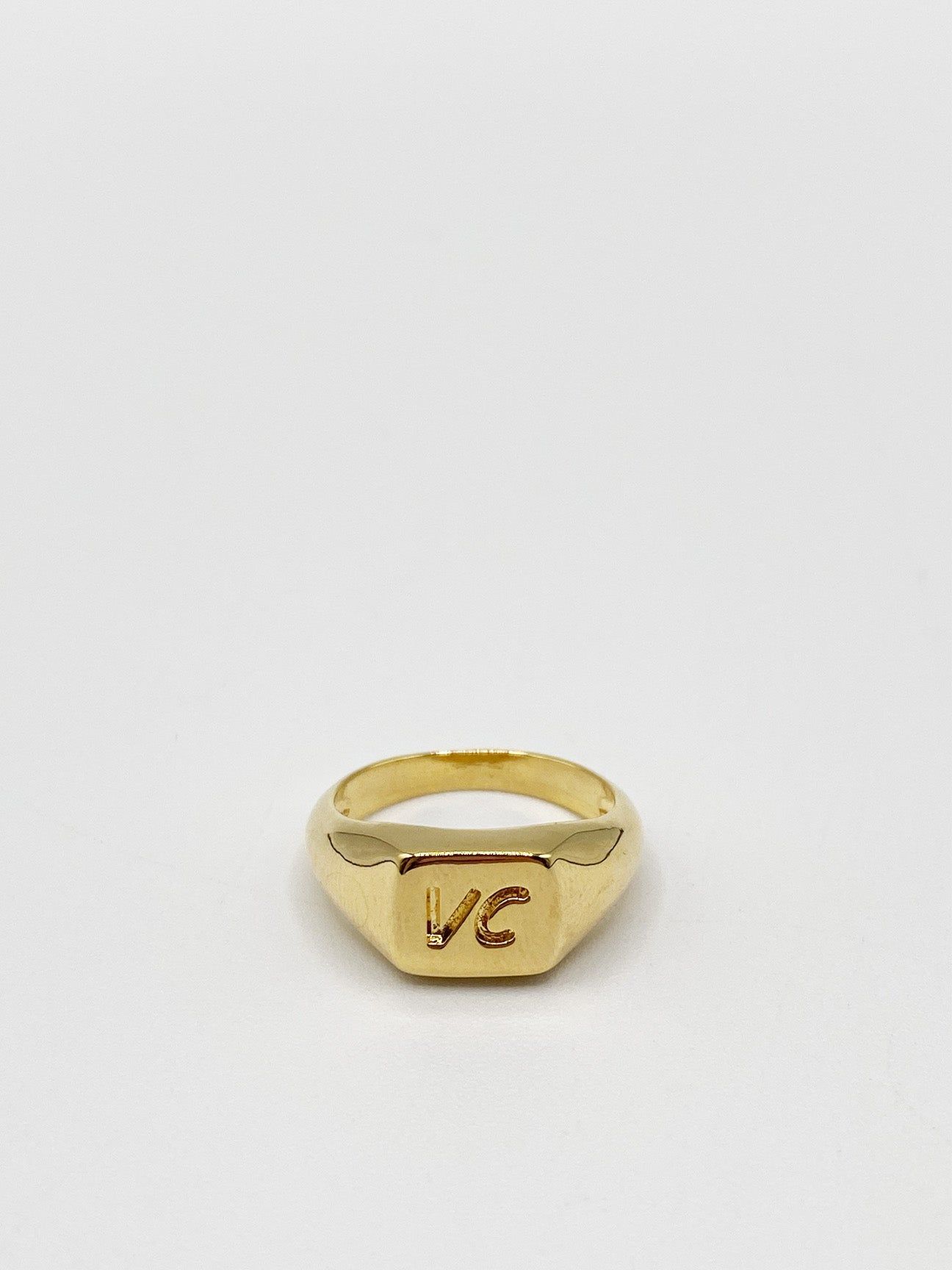 SVNX Gold VC Engraved Signet Ring