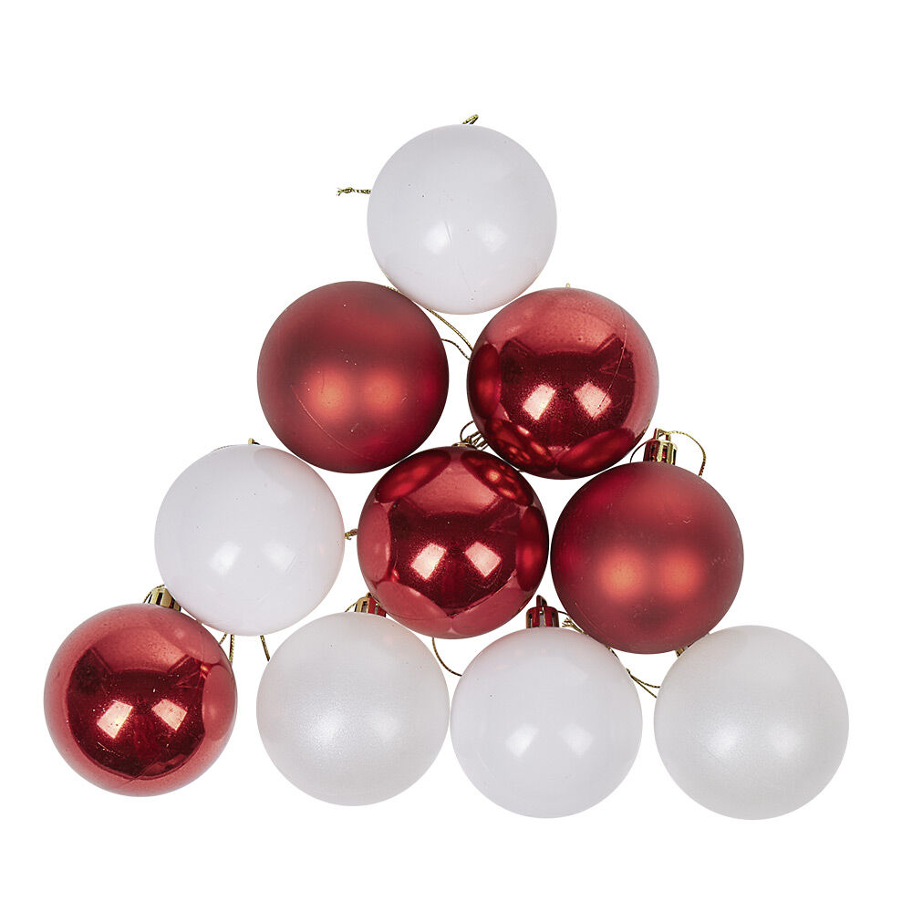 Boule de No&euml;l rouge et blanche x10