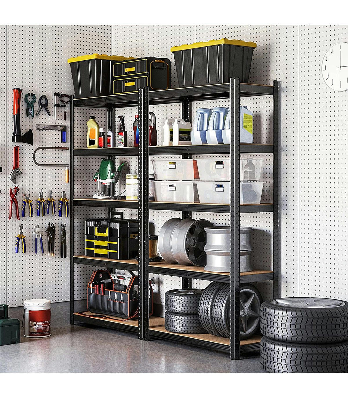 - Étagère à 5 niveaux réglables pour charge lourde - H200 cm