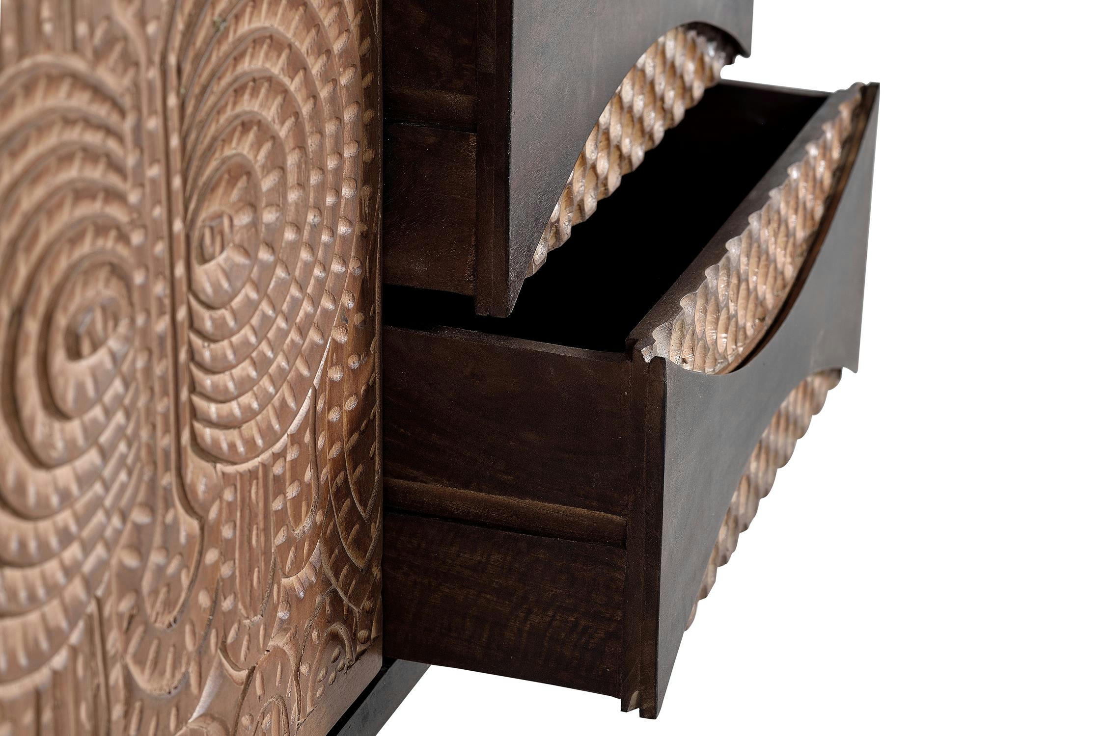 - Buffet en bois d'acacia et métal naturel, noir et blanc