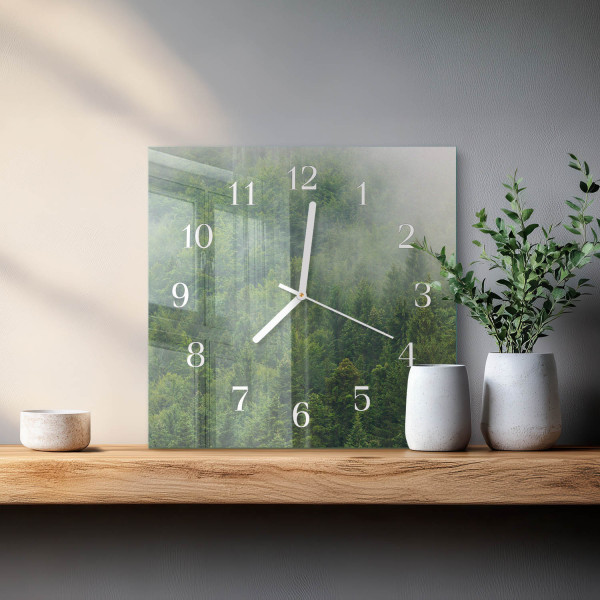 Zegar ścienny 30x30 Las mglisty nowoczesny na ścianę