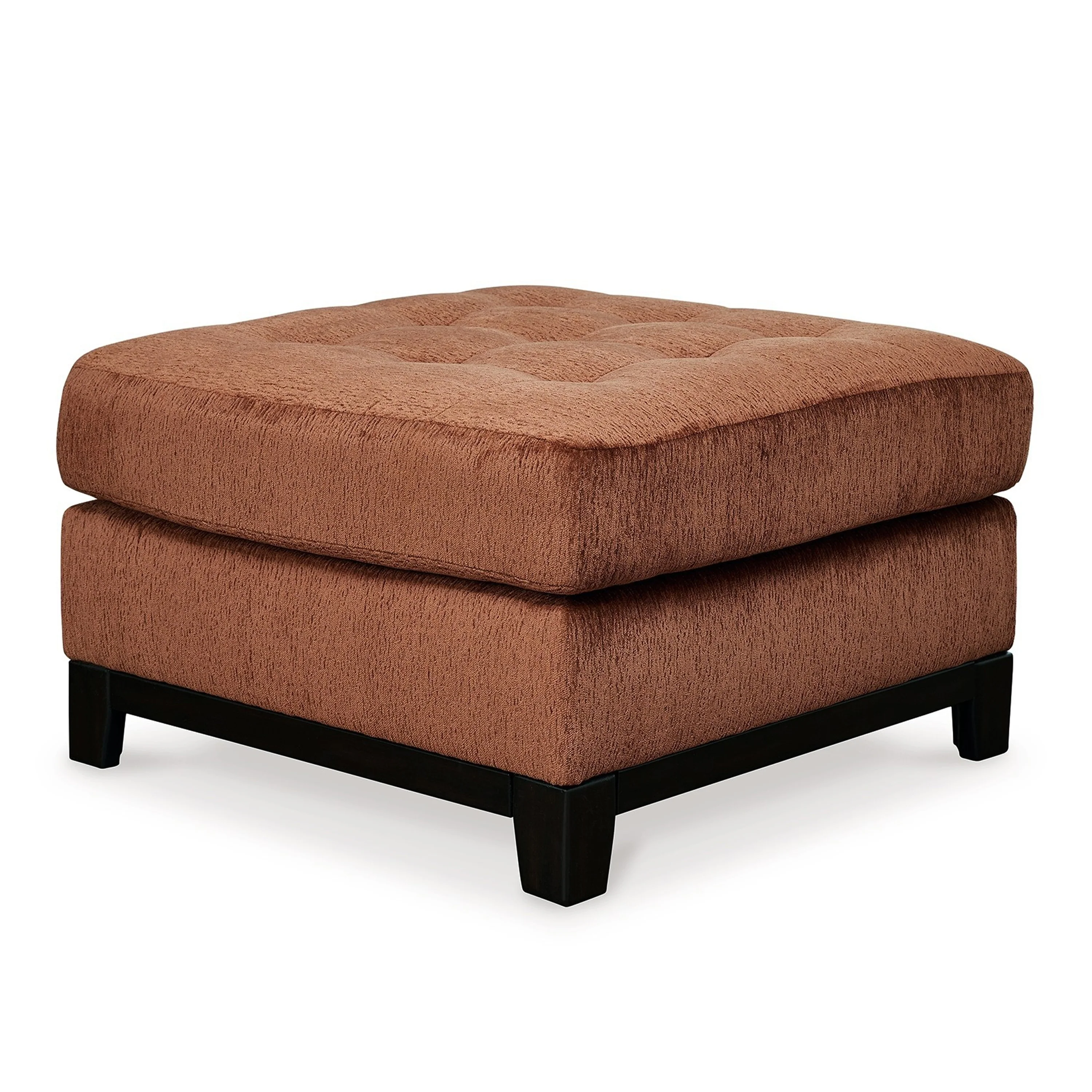 Brook Oversized Square Ottoman, Spice Orange Polyester, 36 Inch Square