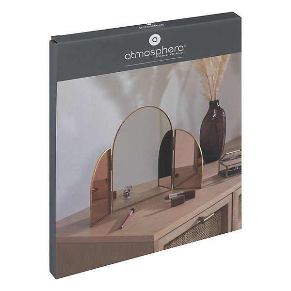 Miroir en laiton H40,5cm rose - Atmosphera