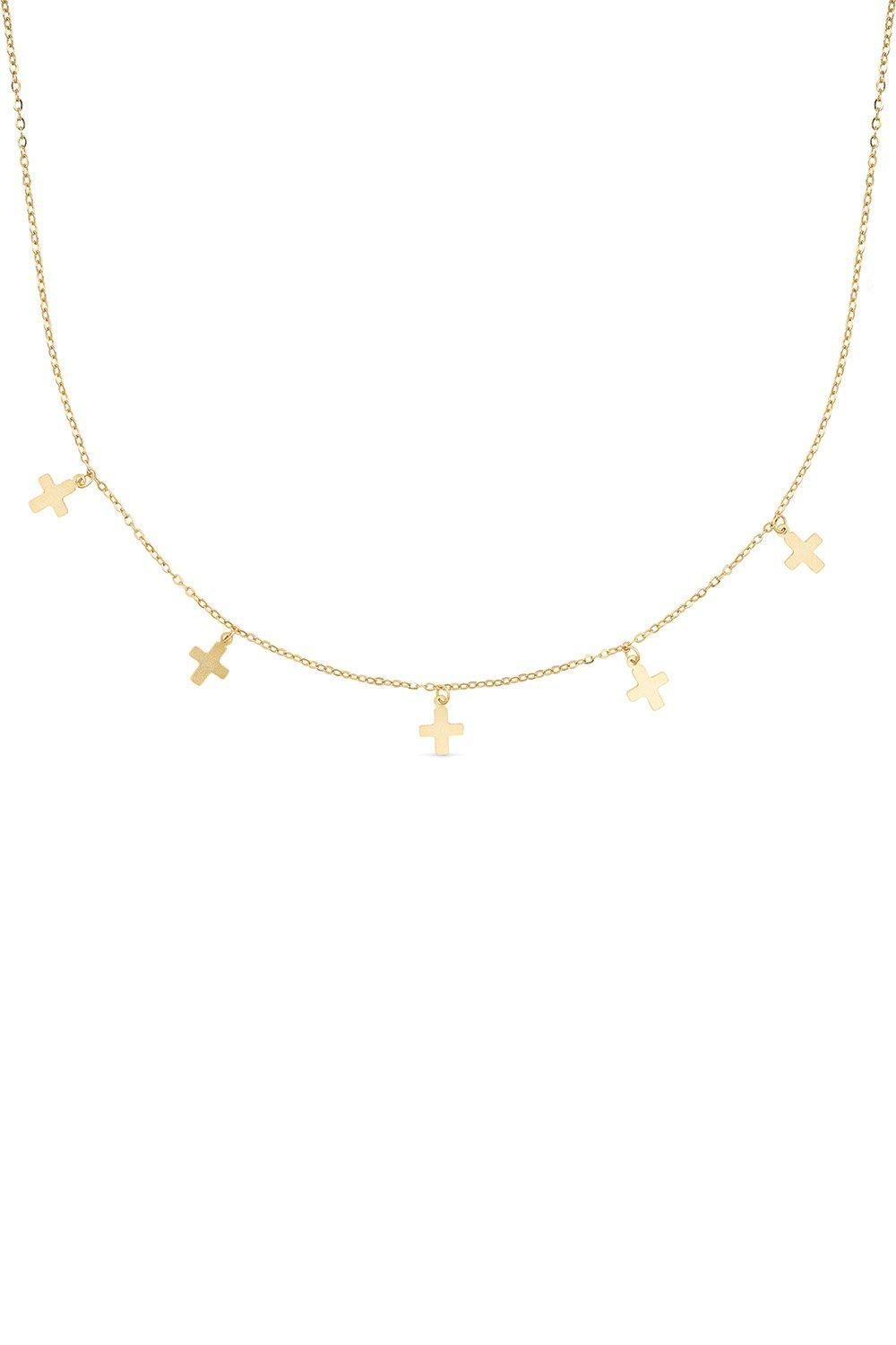 Elk & Bloom Dainty 14K Gold Cross Choker Necklace