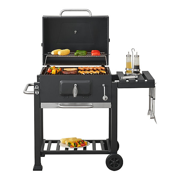 Chariot de barbecue au charbon de bois Arnad 105 x 114 x 48 cm noir casa.pro
