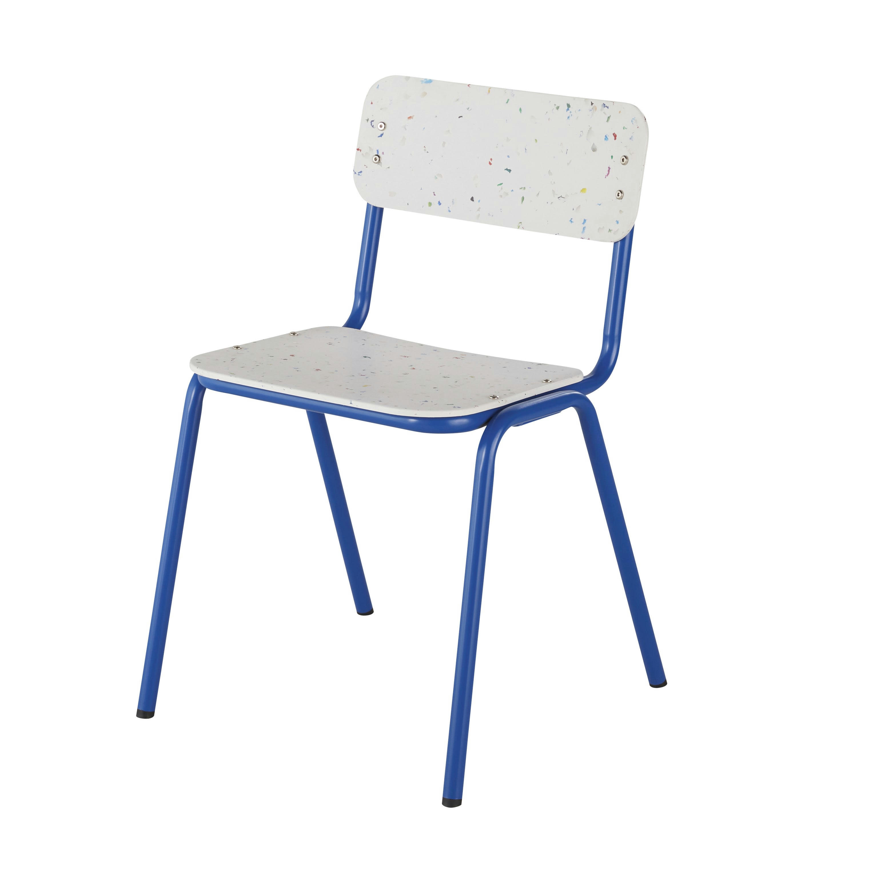 Toba Business - Chaises professionnelles en métal bleu et plastique recyclé Le Pavé® effet terrazzo multicolore (x2)