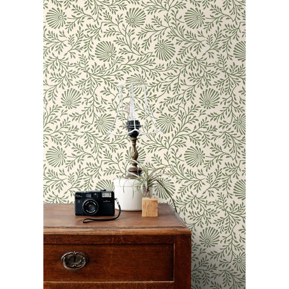 ESTAhome behang vintage bloemen groen - 50 x 900 cm