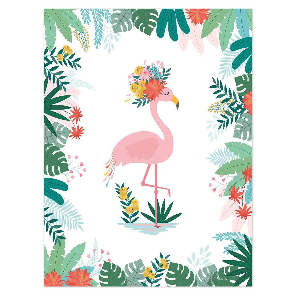 RIO - Affiche flamant rose en Papier Multicolore