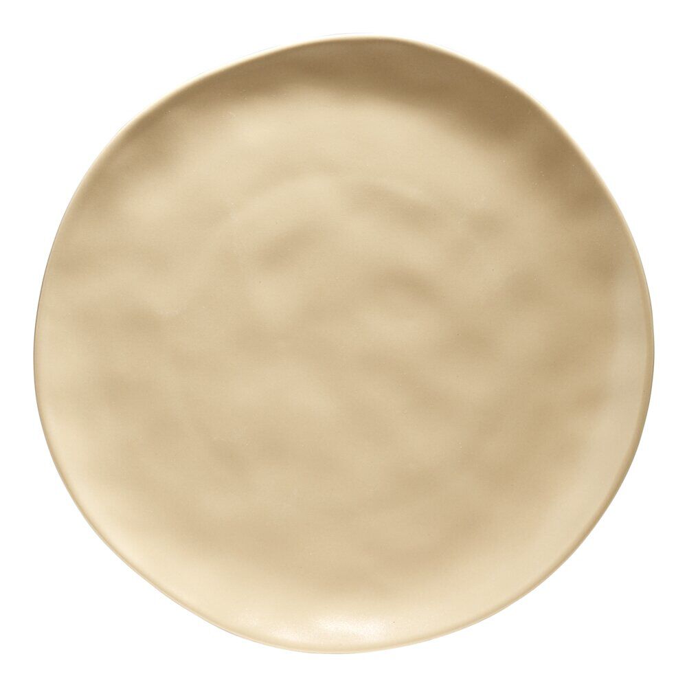Assiette plate forme organique grès beige Ø26cm