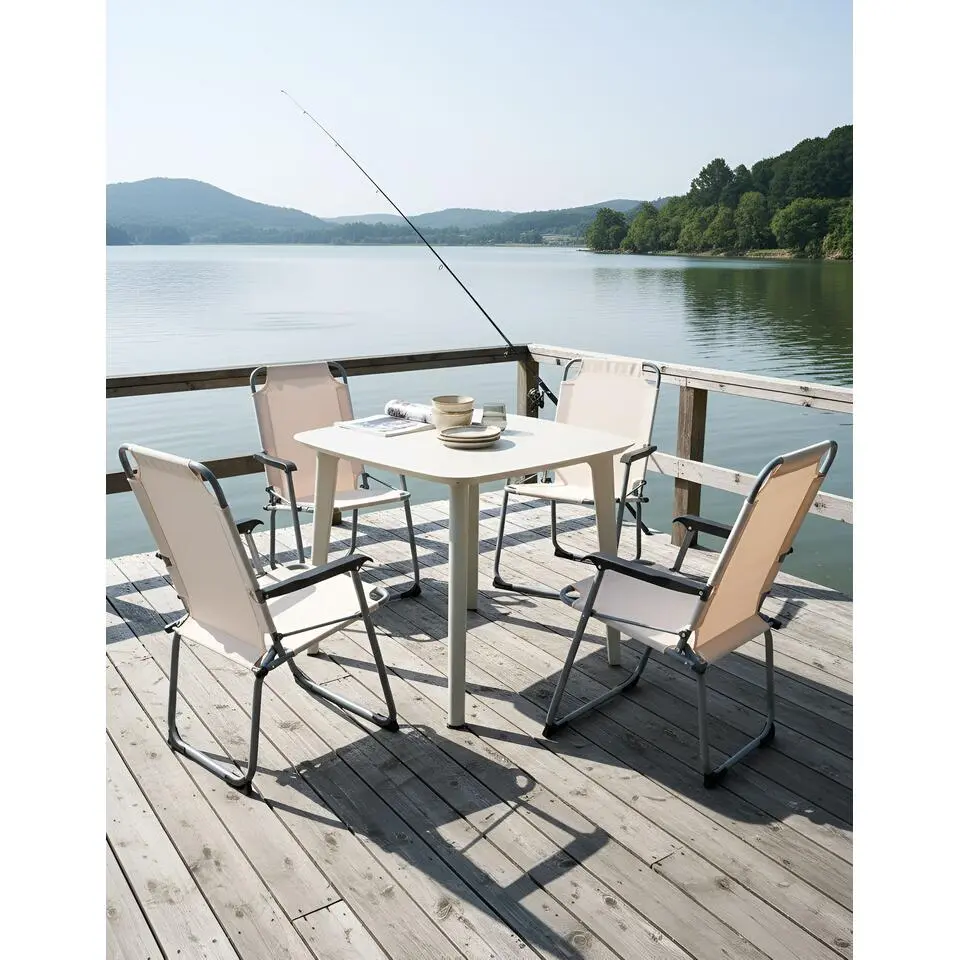 GALATSI - Tuinstoel set van 4 - Beige - Staal