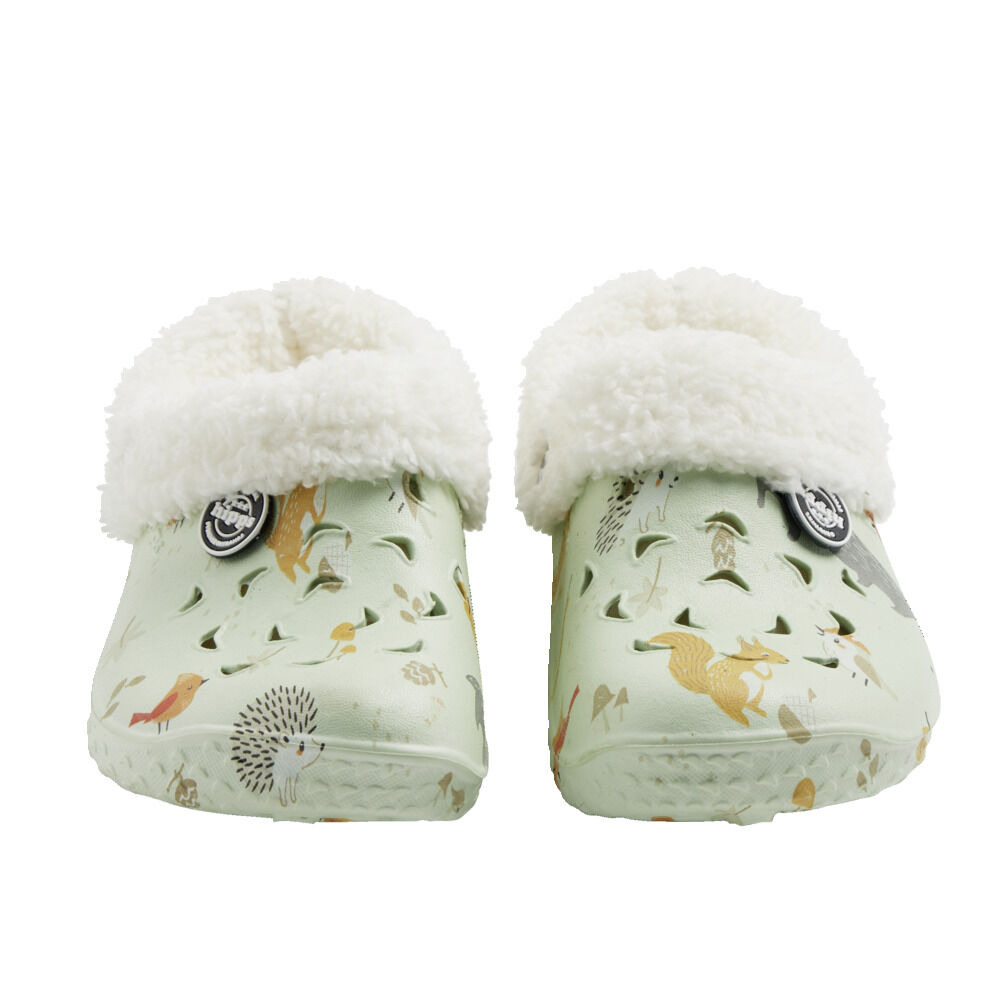Sabots Hipps enfant fourrés vert pâle motifs animaux 24/25
