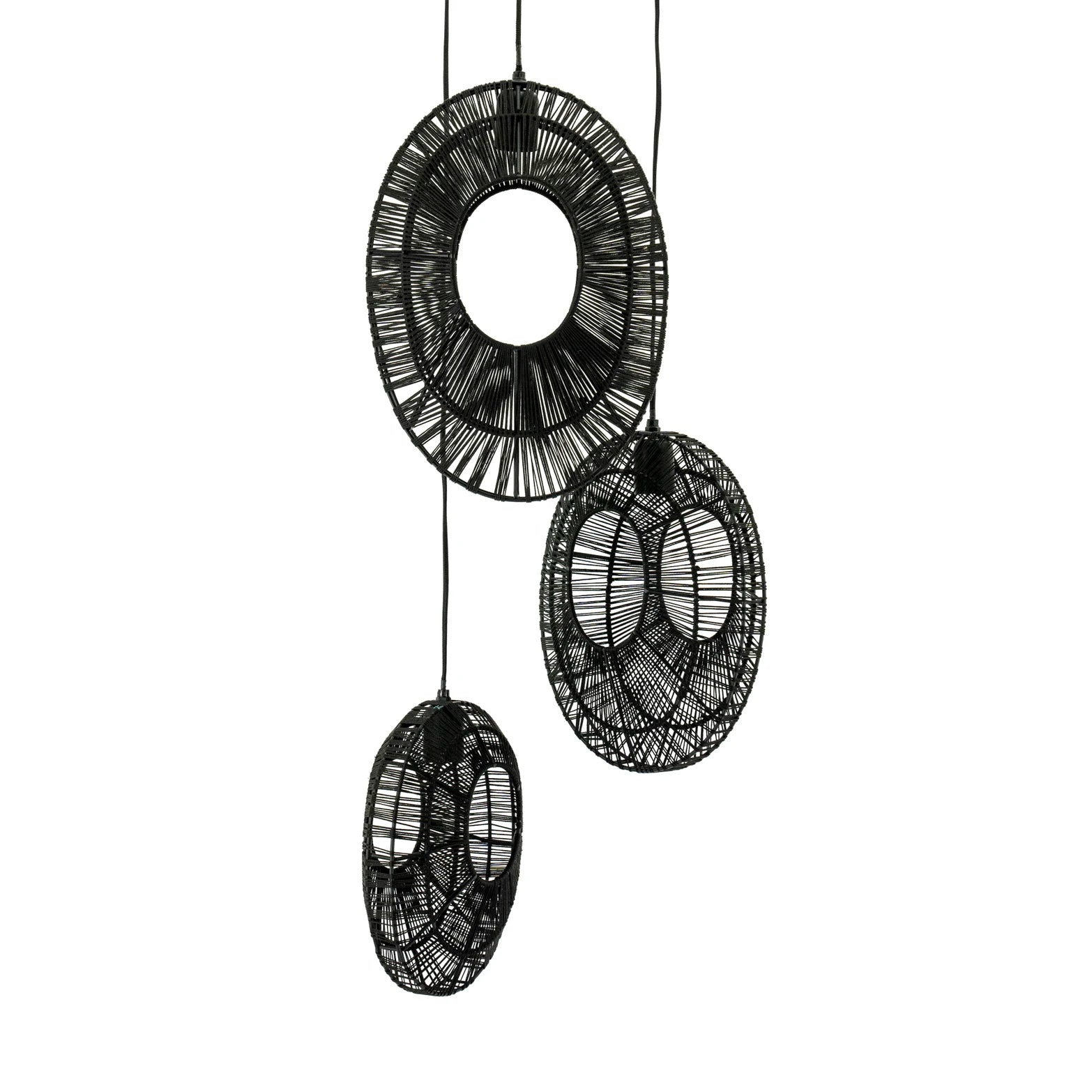FurniLux Pendant lamp Ovo cluster round - zwart - 26 x26x132 cm
