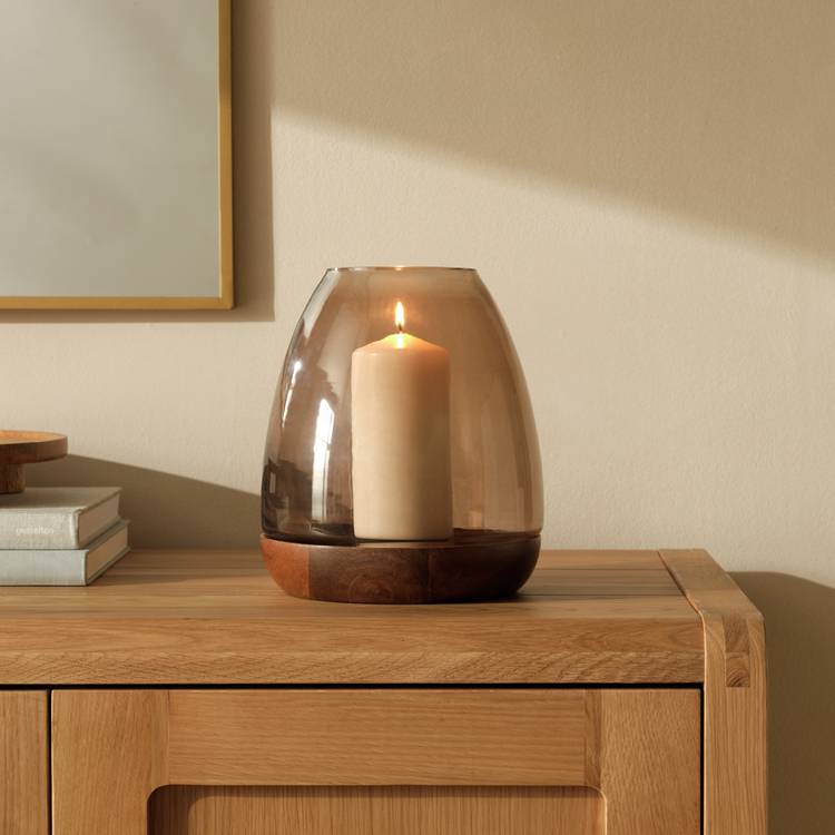 Habitat Hurricane Candle Holder - Brown