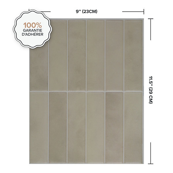 Crédence Adhésive Cuisine et Salle de Bain x4 - Carrelage Mural Smart Tiles, Beige - 29,03 x 22,86cm