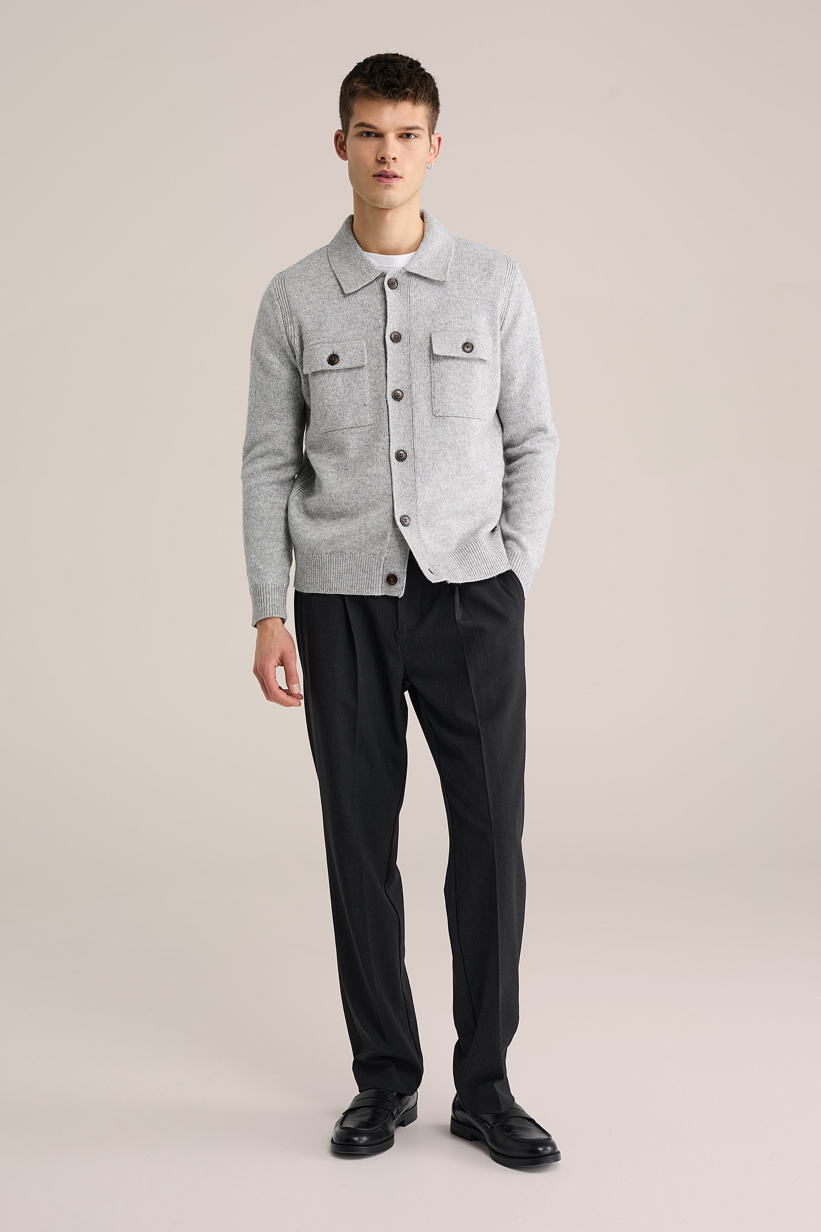 Heren regular fit vest van wolmix