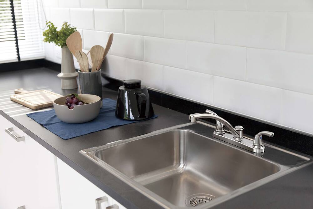 Danze Renovate Double Handle Kitchen Faucet, Chrome