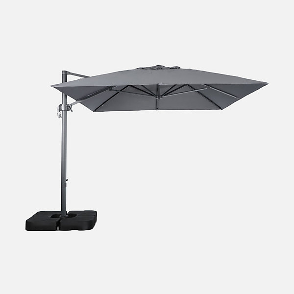 Parasol déporté rectangulaire 3x4m   dalles à lester 50x50cm gris - Wimereux   Fixeo