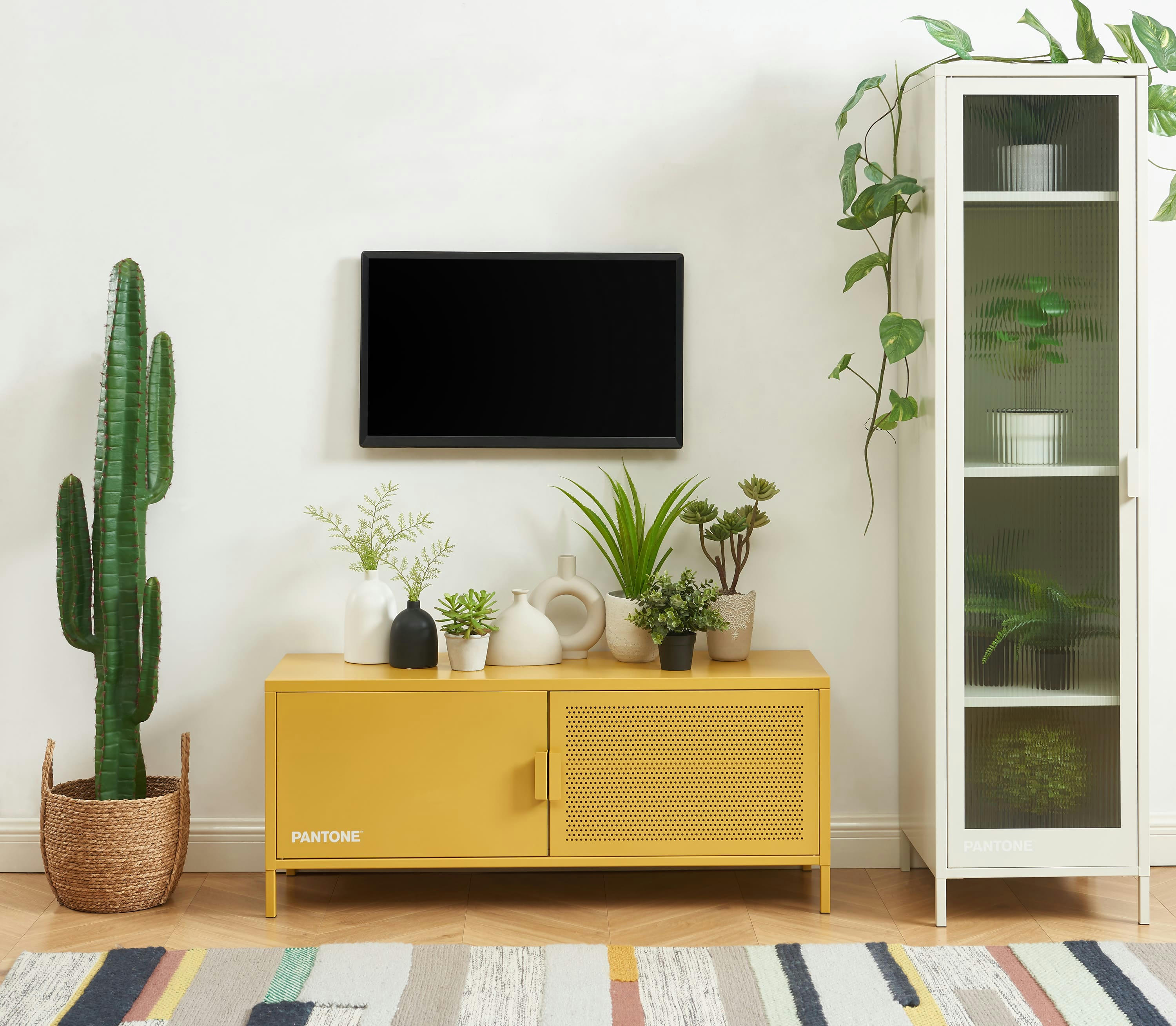 PANTONE - Meuble tv  métal jaune moutarde 120cm