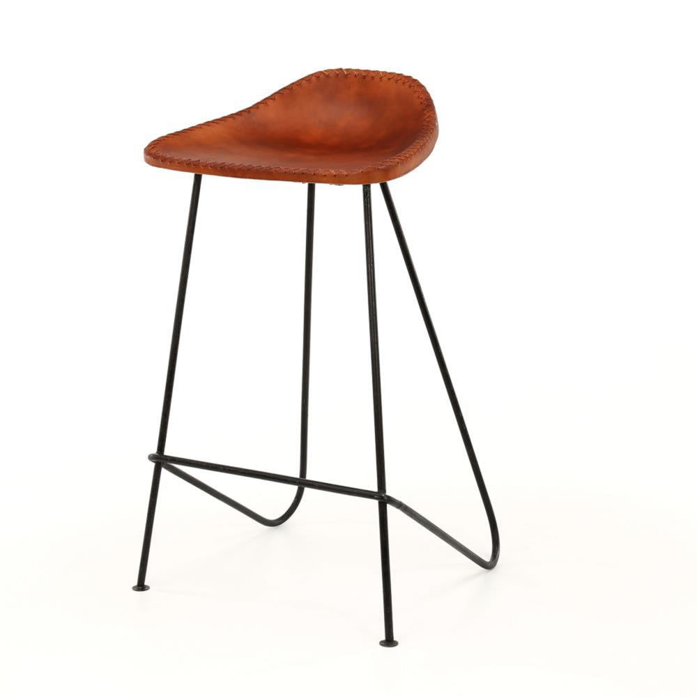 Giga Meubel Barstoel Vintage - Bruin Leer - Zithoogte 67cm - Set van 4