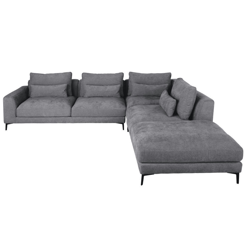 Portland - Canapé d'angle 6 places gris anthracite