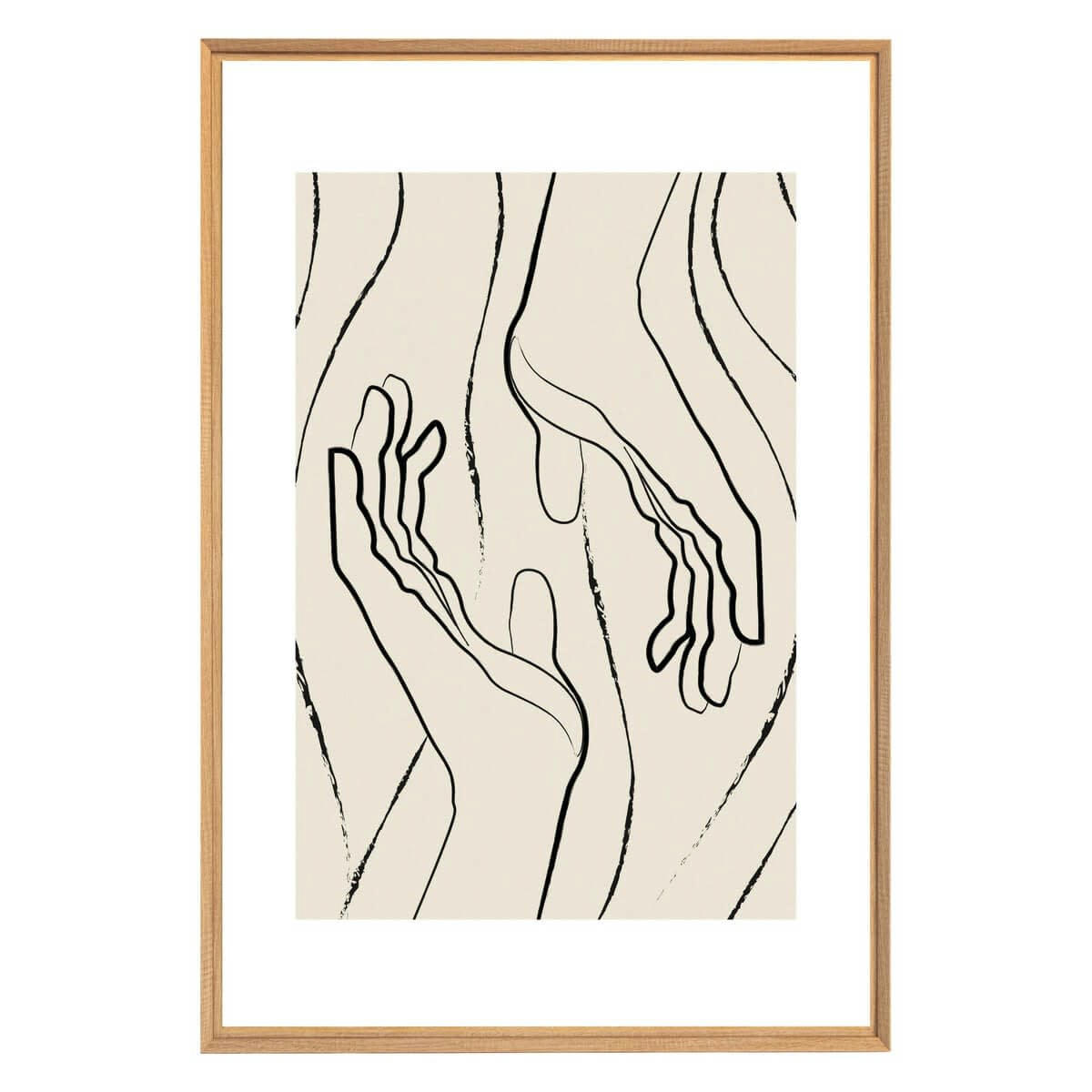 ILLUSTRATION - Tableau mural encadré lignes abstraites 65x97 cm