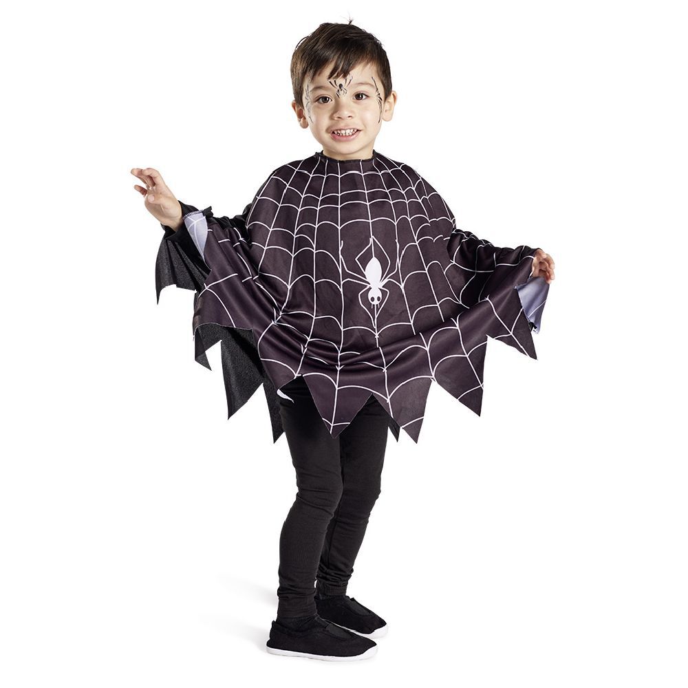 Déguisement enfant Halloween araignée poncho noir et blanc TU