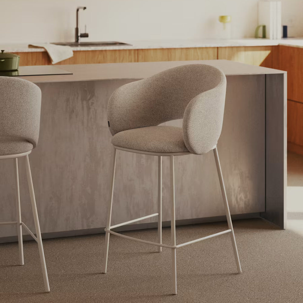 Kave Home Maina Barkruk - Chenille - Beige