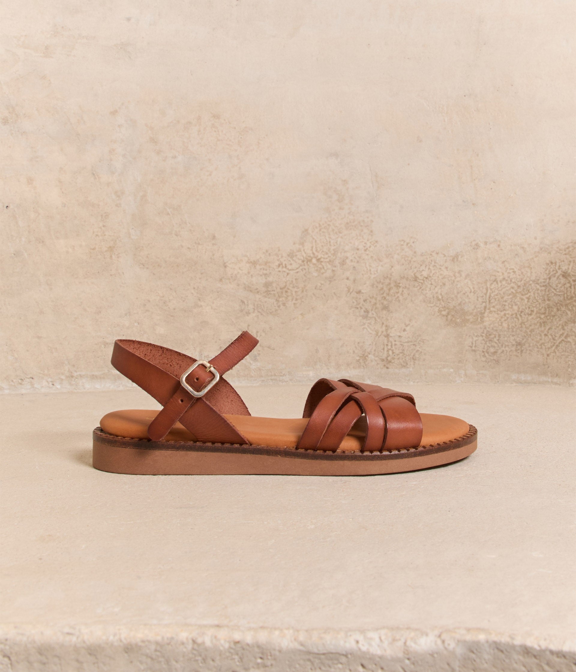 Sandales plates cognac Idylle