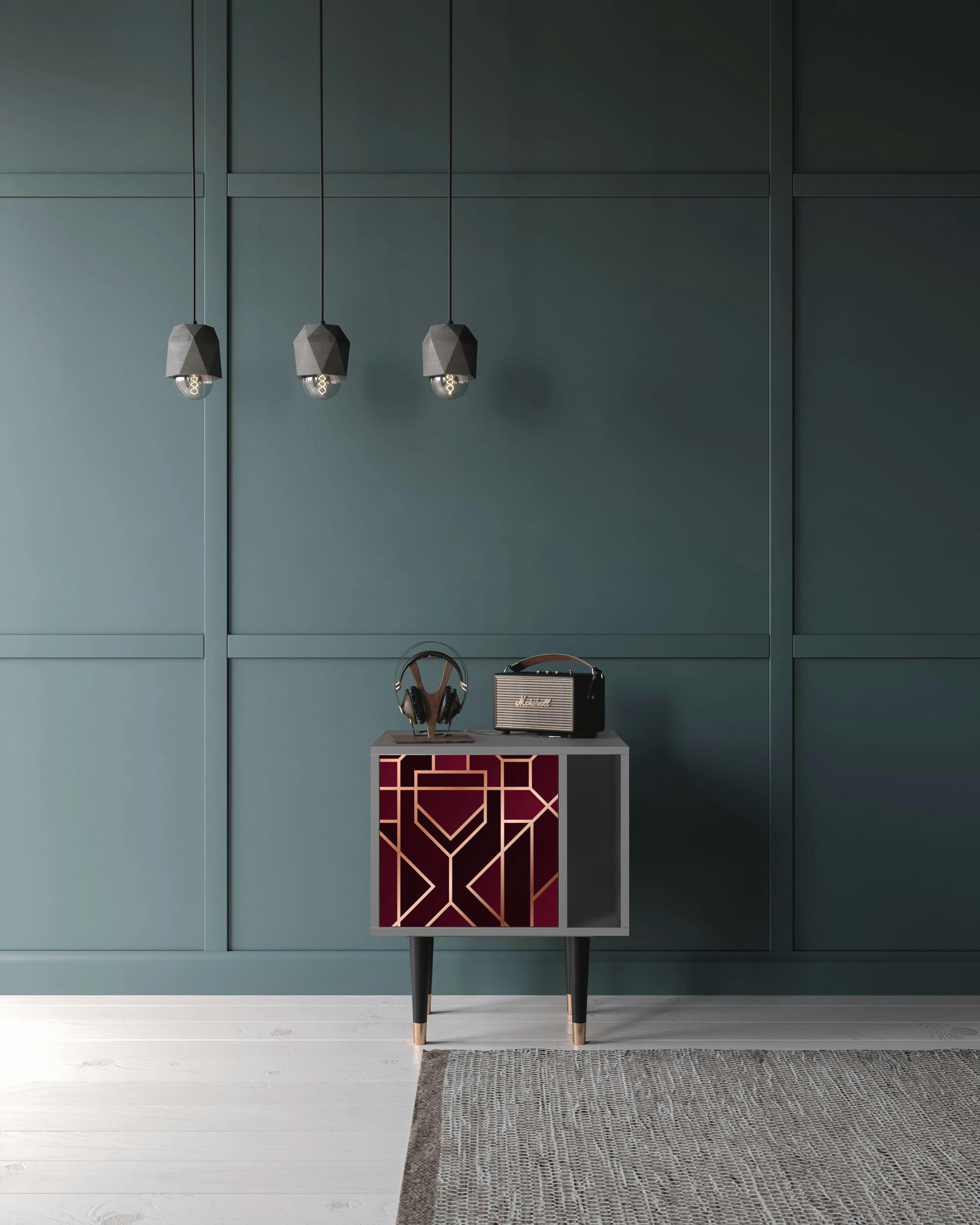 BURGUNDY JEWELERY - Table de chevet bordeaux 1 porte L 58 cm