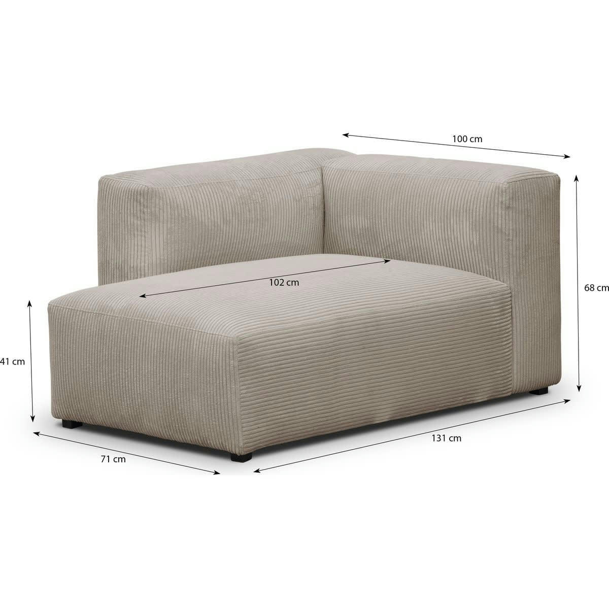 MODULO NEW - Méridienne d'angle à gauche modulable en velours côtelé taupe